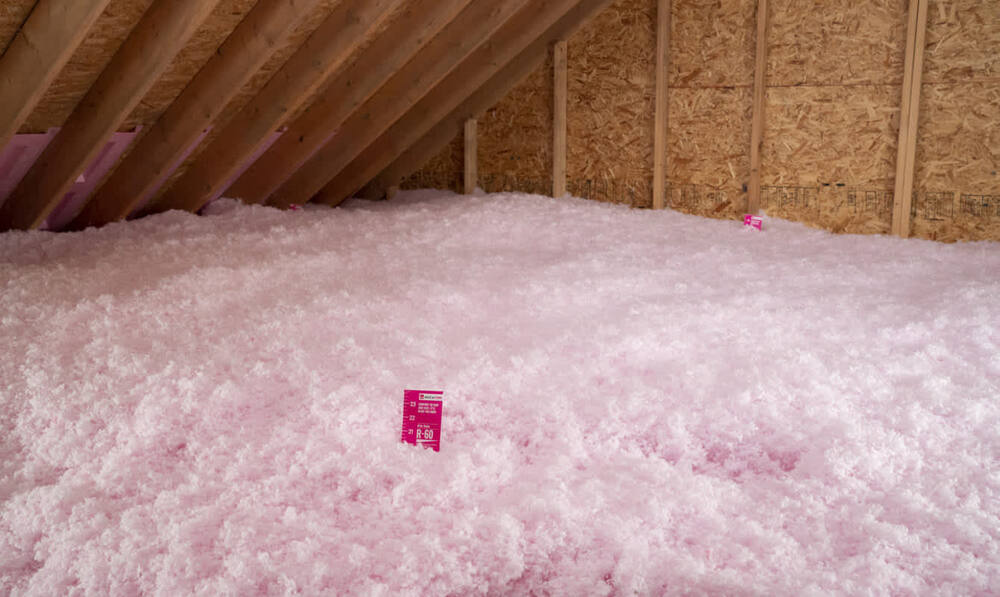 Owens Corning blown-in attic insulation installed at R-60 for maximum energy efficiency