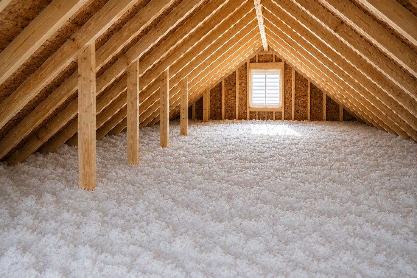 The same attic floor after a full blown-in insulation install